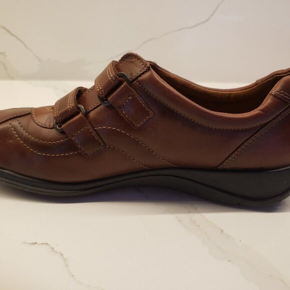 ROHDE Brown Ladies Shoes Flats  Size 8 Stitching Front Back Sides Adjust… - Picture 3 of 9